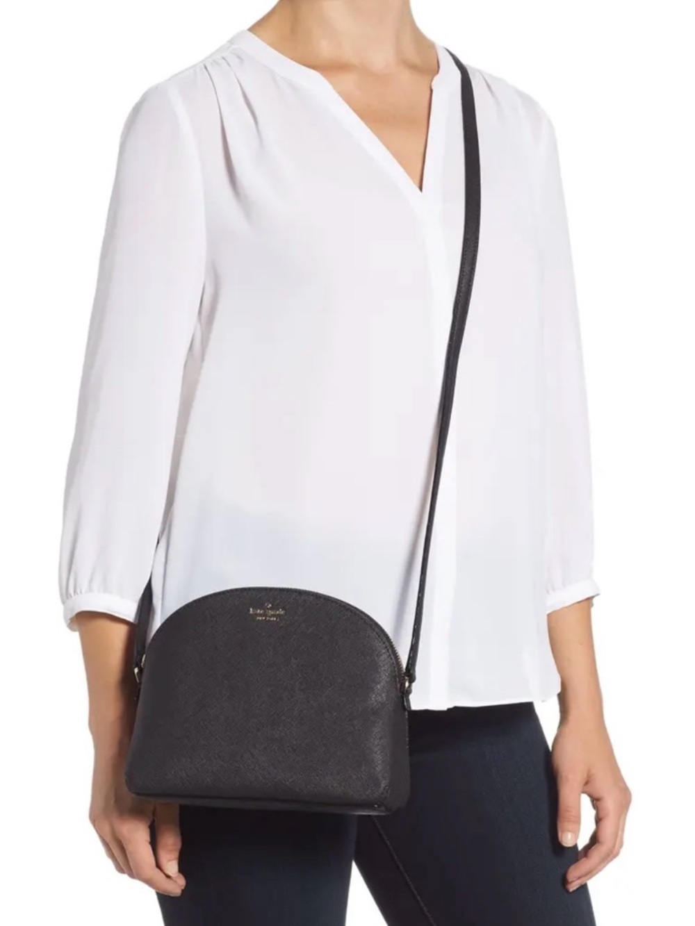 Kate Spade Black Dome Crossbody Purse - Excellent Condition - Sleek Minimalist - Picture 3 of 10